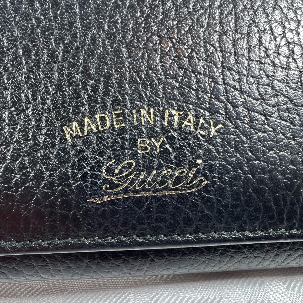 Gucci Pebbled Leather Continental Wallet Black Made in Italy - Picture 13 of 14